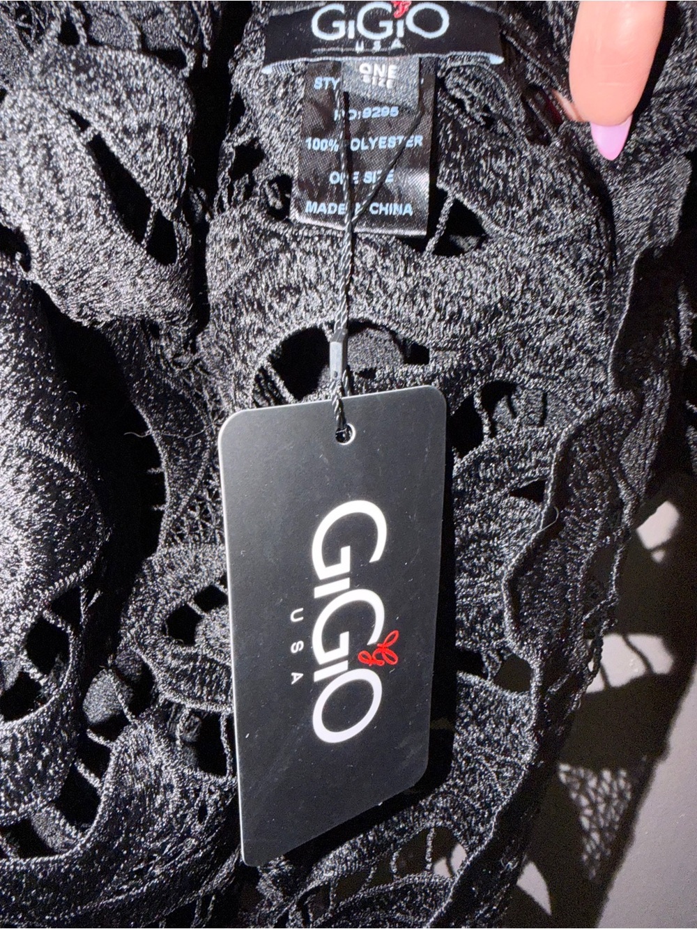 GIGIO Black Lace Crochet Women's Top